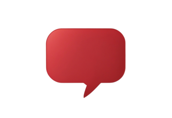Blank red speech bubble isolated on transparent background minimal conceptual 3D rendering