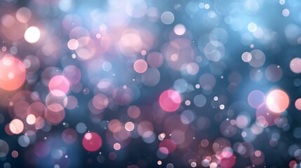 Bokeh Holiday Lights on Shiny White Background in Light Pink and Dark Blue