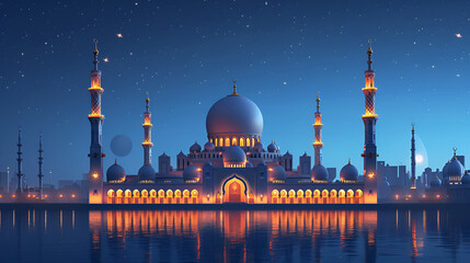 illustration of amazing architecture design of Muslim Generative Ai