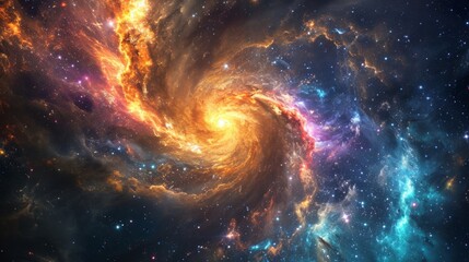 Fototapeta premium A Majestic Spiral Galaxy Illuminates the Vastness