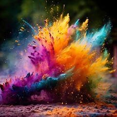 Splashes of paint for Holi in nature
