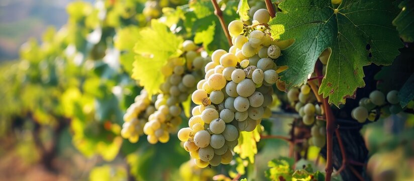 a picturesque sight unfolds as a bunch of white grapes.