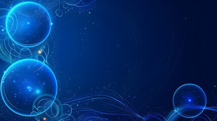 Blue Computer Galaxy with Circles Copy Space