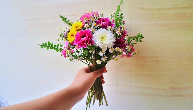 hand holding bouquet of flower