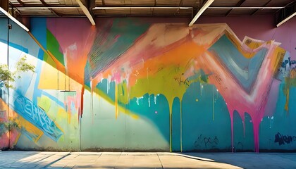 dripping paint graffiti wall