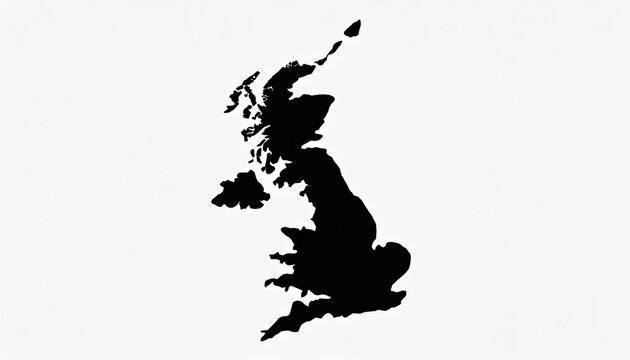 flat design great britain map silhouette icon