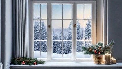 winter holiday window decoration