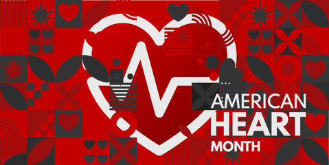 American Heart Month - vector illustration, banner