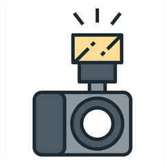 Camera vector Filled outline Design illustration. Symbol on White background.Photo Camera