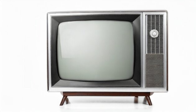old silver tv isolated on white background retro technology concept blank screen for text vintage tvs 1980s 1990s 2000s