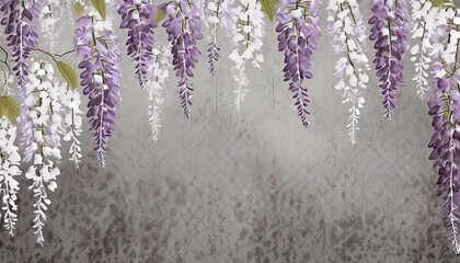 blooming wisteria and grey textured backgroundwallpaper