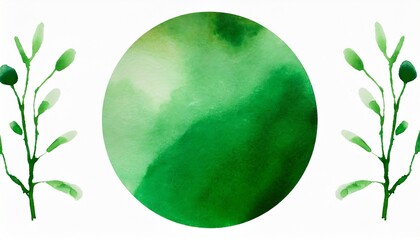 dark green watercolor circle - obrazy, fototapety, plakaty
