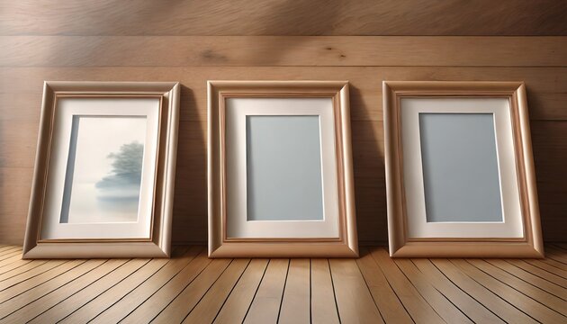 retro photo frames on wood