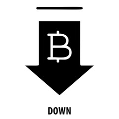 Obraz premium Down, arrow down, decrease, decline, down icon, decrease arrow, reduce, diminish, decrease symbol, descending, downward, minimize, lower, drop, fall