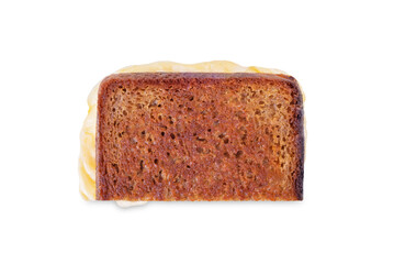 Reuben sandwich with ham, sauerkraut and cheese on a white isolated background