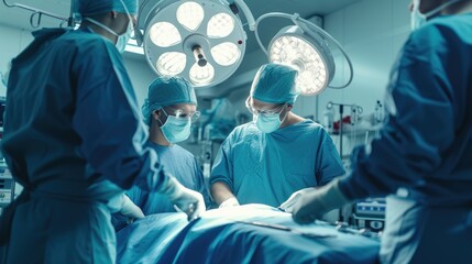 Surgical Team Performing Operation in Modern Hospital