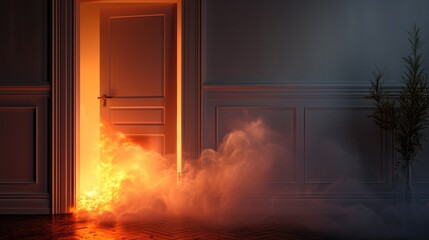 Intense House Fire Behind a Closed Door
