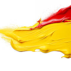 Yellow red color paint stroke on a white background