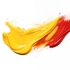 Yellow red color paint stroke on a white background