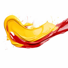 Yellow red color paint stroke on a white background