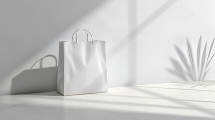 White blank shopping paper bag isolated on white background Generative Ai