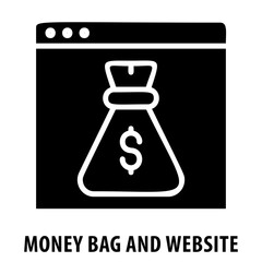 Money bag and website, finance, money bag and website icon, online finance, website, money bag, financial technology, digital currency, online money, money bag symbol, financial website, web finance