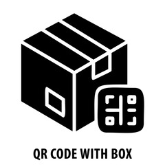 QR code with box, barcode, scanning, QR code, technology, box, product packaging, scan, QR code icon, digital, information, data, QR box, digital code, barcode scanning