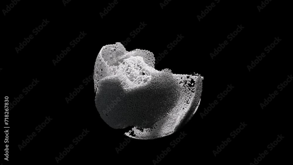 Poster 3d monochrome abstract art video animation featuring a surreal chrome sphere created from moving alu