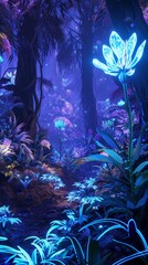 Vibrant Blue and Purple Forest Teeming With