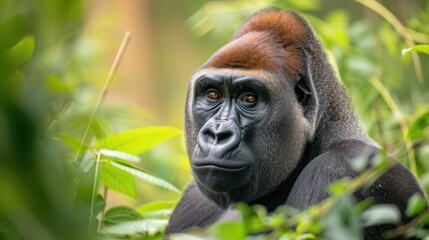Fototapeta premium Thoughtful Gorilla in Natural Habitat