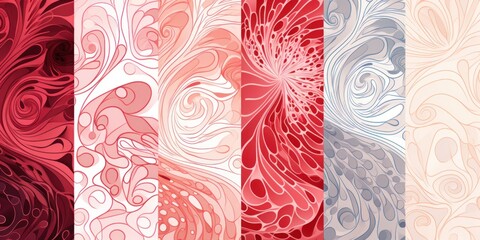 Organic patterns, Coral reefs patterns, white and maroon, vector image