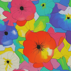 Flowers. Abstract seamless pattern. AI generated.