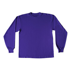 Blank Long Sleeve T-Shirt Color Purple Front View Template Mockup on Transparent Background