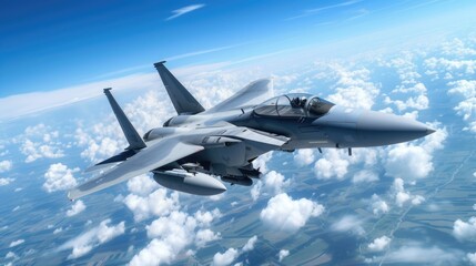 Fototapeta premium Fighter Jet in Flight with a Clear Sky Background