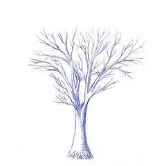 Abstract Primitive tree. ballpoint pen sketch. simplified drawing for practice, showcasing sketching in ballpoint pen.