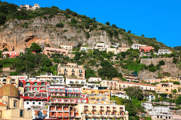 Fototapeta na wymiar Town Positano, Amalfi Coast, Peninsula of Sorrento, Campania, Italy, Europe.