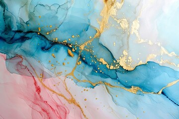 Abstract watercolor marble ink texture and luxury realistic gold glitter acrylic background