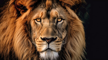 Fototapeta premium Regal Lion with Intense Gaze