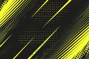 Vector abstract geometric halftone seamless pattern with diagonal dash lines, fade stripes. Extreme sport style background, urban art. Black and neon yellow minimal texture. Repeated sportive design - obrazy, fototapety, plakaty