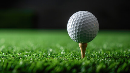 Pristine Golf Ball on Tee on Lush Green Course