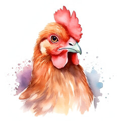 Beautiful Hen Watercolor Clipart, Perfect Chicken Design for Your Project and Creations, Ai Generative