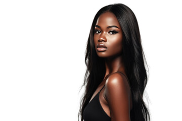 Naklejka premium Studio portrait of a beautiful African American woman with clean healthy skin isolated on transparent png background.