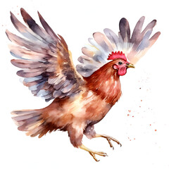 Beautiful Hen Watercolor Clipart, Perfect Chicken Design for Your Project and Creations, Ai Generative