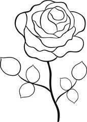 rose contour - beautiful vector for t-shirt, tattoo, print