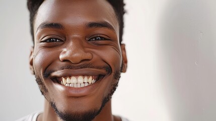 Close up portrait of young african american man smiling at camera