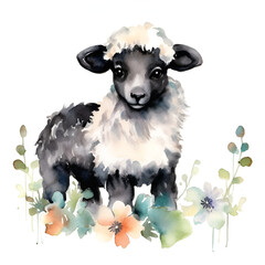 Beautiful Sheep Watercolor Clipart, Perfect Design for Your Project and Creations, Ai Generative