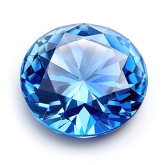 Faceted sapphire on white background