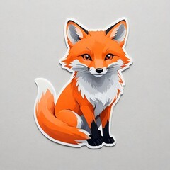 Obraz premium Minimalist orange fox vector sticker icon label. Isolated on an empty white background. Generative AI