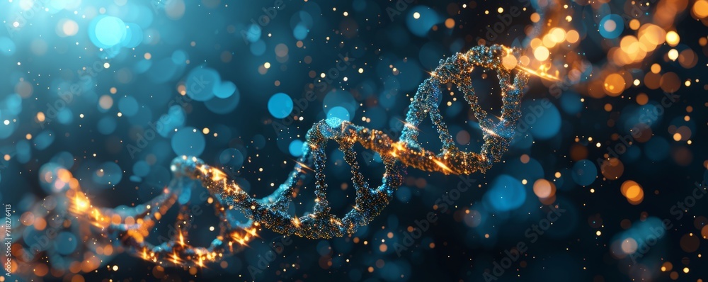 Poster blue dna in the style of detailed background elements generative ai