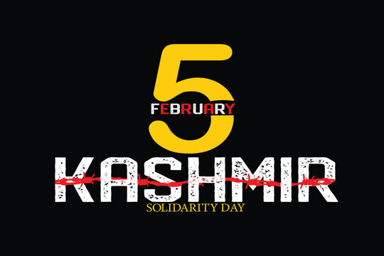 "Kashmir Solidarity Day" typography banner design. A National holiday observed in Pakistan on 5 February annually, to show support for the people of Jammu and Kashmir. EPS Editable File.
